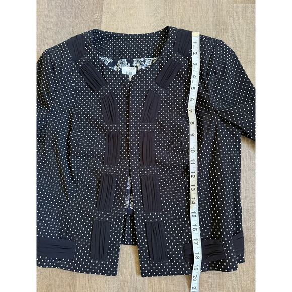 Cabi Seaside Chic Black White Polka Ribbon Dot Classic Blazer Size 6 academia - Picture 4 of 6